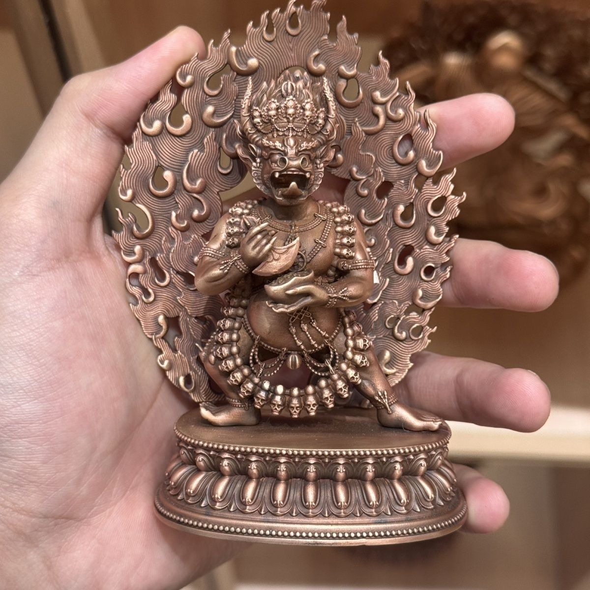 藏传纯铜自身大威德金刚佛像单身护法家居供奉车载摆件