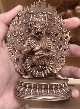 藏传纯铜自身大威德金刚佛像单身护法家居供奉车载摆件