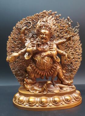 尼泊尔工艺藏传纯铜六臂玛哈嘎啦大黑天马哈嘎啦佛像摆件