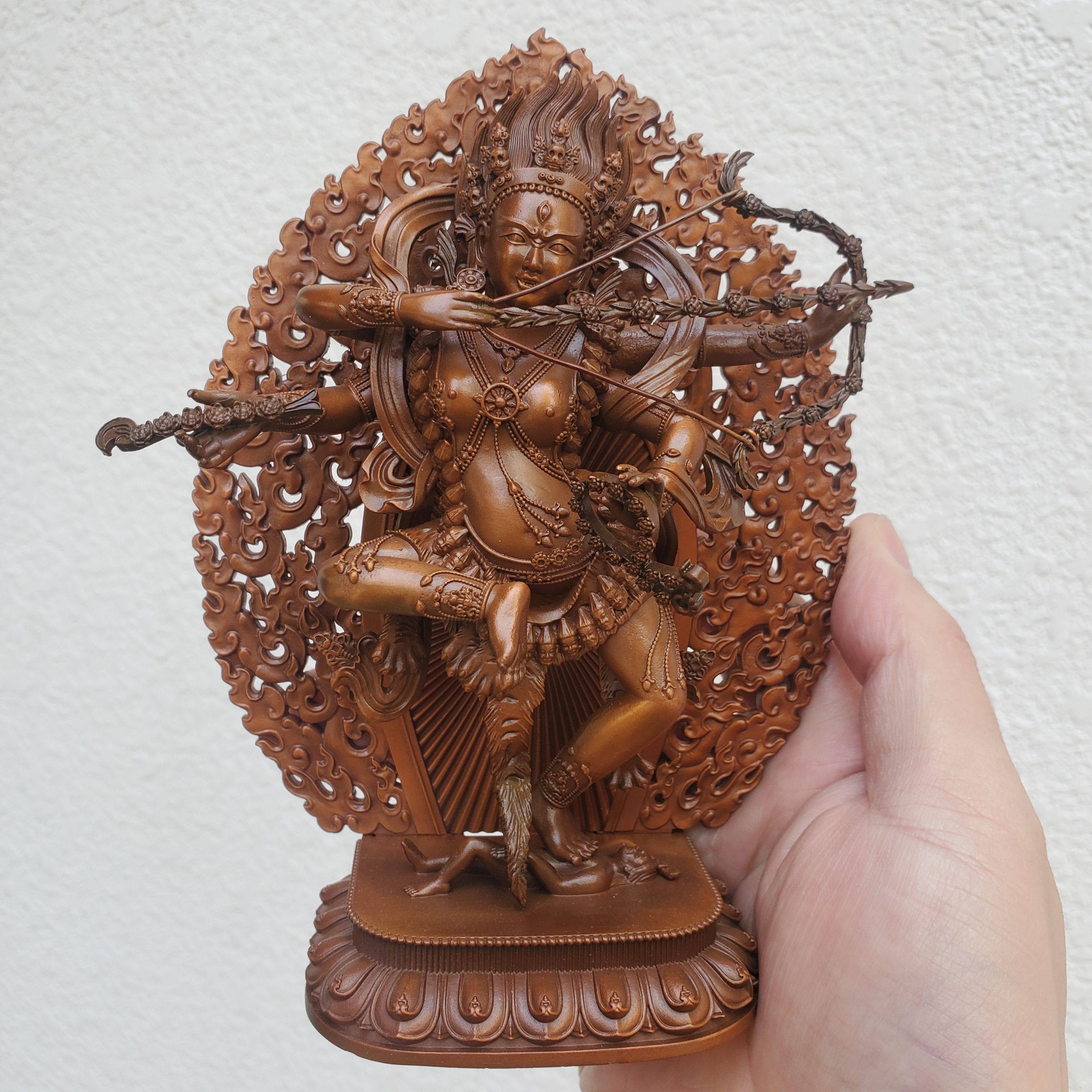 尼泊尔工艺藏传密宗全铜作明佛母佛像红度母供奉摆件可彩绘可画脸