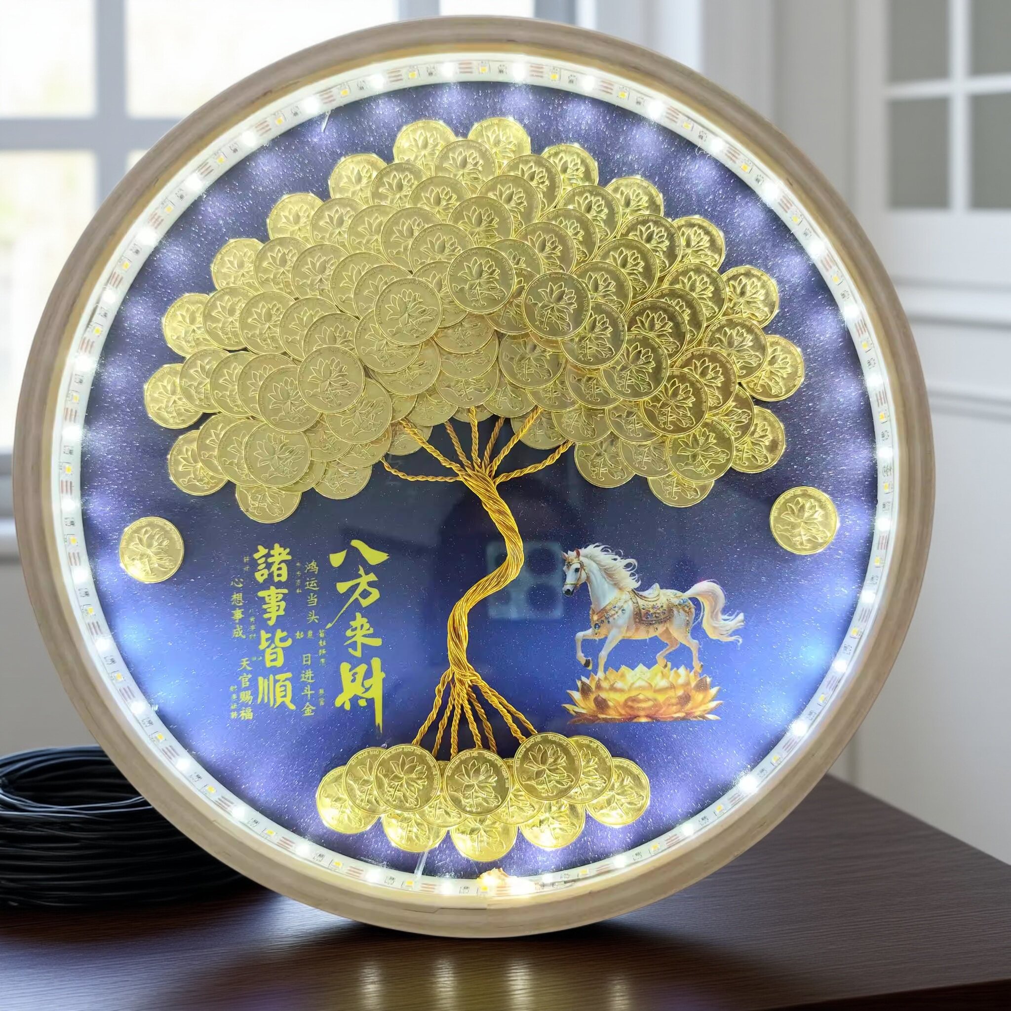 USB遥控开关氛围灯带发财树相框图片