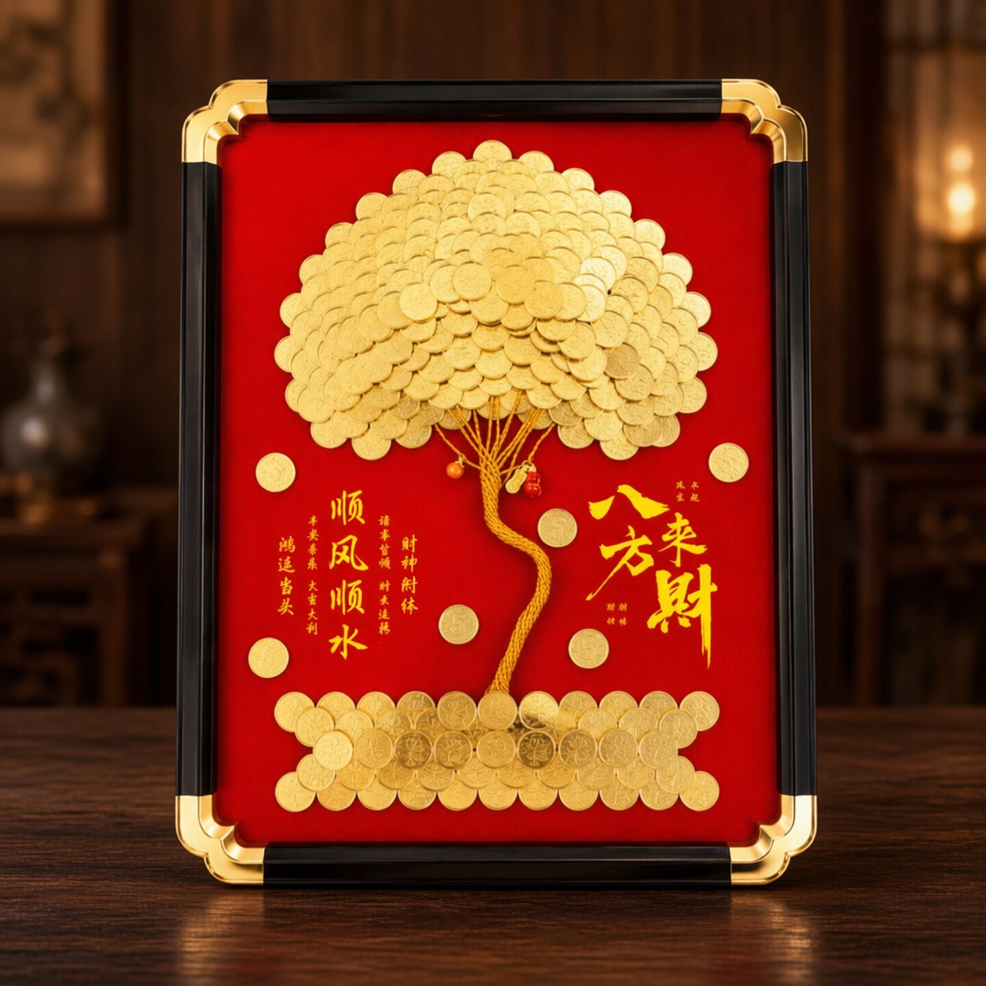 DIY硬币发财树相框摆件摇钱树框图片