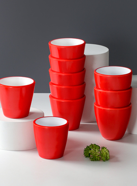 祥源美密胺餐具红色杯子商用餐厅饭店火锅防摔树脂杯仿瓷水杯茶杯