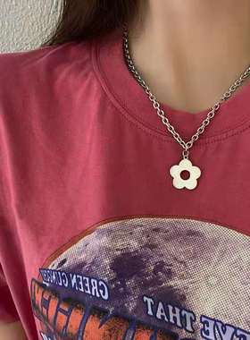 小花朵吊坠项链可爱女INS冷淡