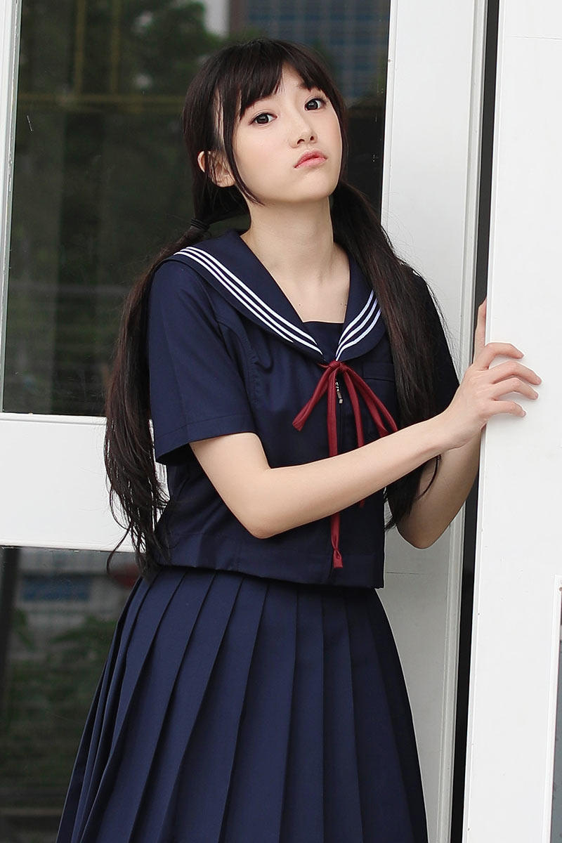 不良jk制服裙正版一套绀色长裙日本学生水手服学院风校服班服套装