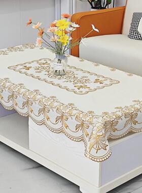 网红烫金印花茶几桌布防水餐桌布防尘茶几布正方麻将桌盖布长方形