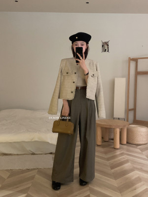 韩版时尚小香风短外套单排扣上衣