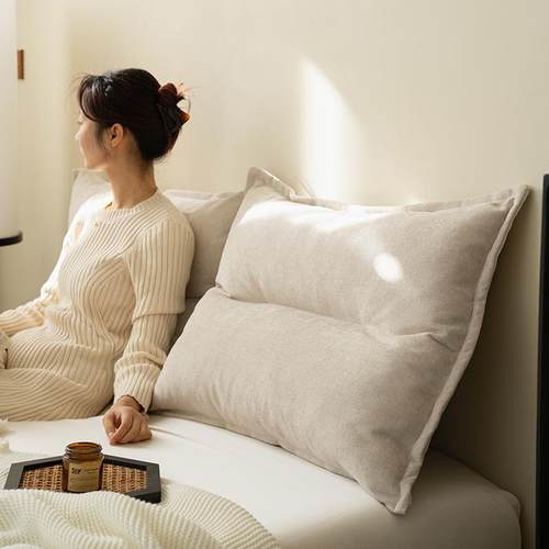 侘寂风床头大靠背 无床头榻榻米靠背垫软包 雪尼尔沙发靠枕可拆洗