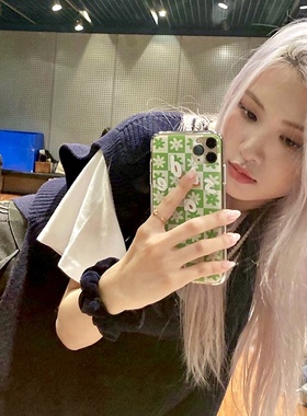 bp朴彩英rose同款手机壳绿色花朵适用于iphone13安卓型号