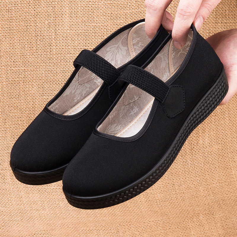 老北京布鞋女妈妈鞋黑布鞋防滑轻便广场舞蹈酒店礼仪服务员工作鞋