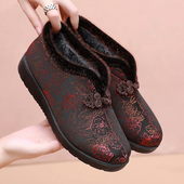 老北京布鞋 老太太防滑奶奶棉鞋 冬季 女中老年人加绒加厚软底妈妈鞋