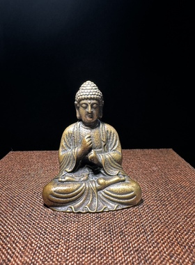 小佛像做旧实心仿古微雕摆件黄铜