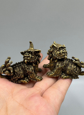 谛听纯铜地藏王坐骑神兽迷你摆设独角兽小号一对摆件包邮特价