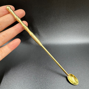 纯铜铲子黄铜长柄铜勺子小勺子调羹勺茶匙茶铜药勺茶道茶具铜器
