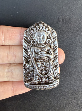 帕拉风格藏式玄铁二臂玛哈嘎啦佛像西藏天铁托甲佛牌挂件寒铁吊坠