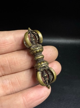 藏式小尺寸手工利马铜五股金刚杵挂件吊坠民族风随身杵莲花五股杵