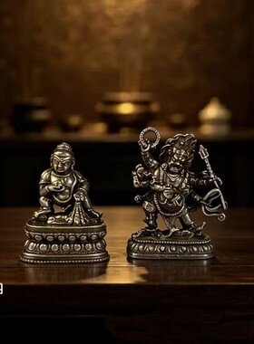 藏式白铜六臂玛哈嘎拉财神吊坠