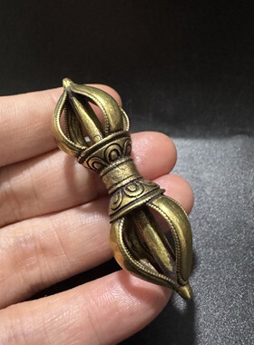 藏式手工利马铜五股金刚杵法器摆件挂件文玩随身杵五股杵纯铜吊坠