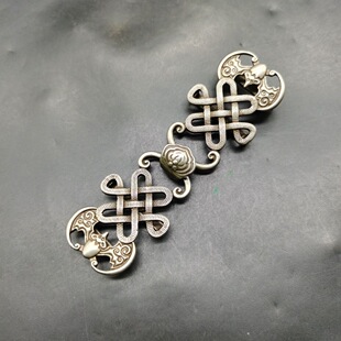 甄选福纹中国结老式带扣古代白铜腰带挂钩仿古老成色民间明清旧藏