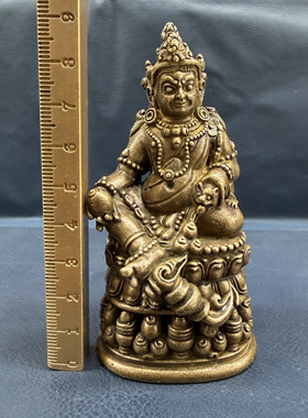 仿古藏式利马铜黄财神佛像摆件西藏文玩工艺品随身黄铜财神小摆件