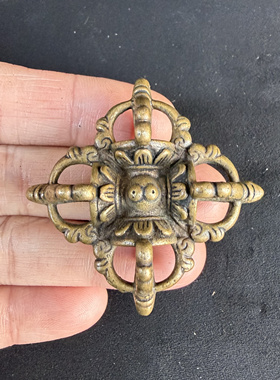 复古藏式黄铜十字金刚杵吊坠挂件民族风文玩配饰普巴杵念珠配饰