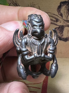古玩文玩黑漆古天铁大鹏鸟托甲挂件吊坠藏式玄铁复古金翅鸟挂饰