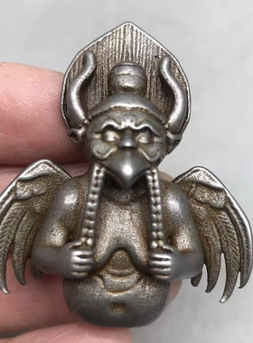 纯铁熔炼寒铁金翅大鹏鸟托甲项链吊坠藏式随身护法天铁大鹏鸟