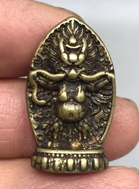 藏式手工利马铜大鹏鸟佛牌项链挂件吊坠文玩佛珠手串侧挂卡子配饰