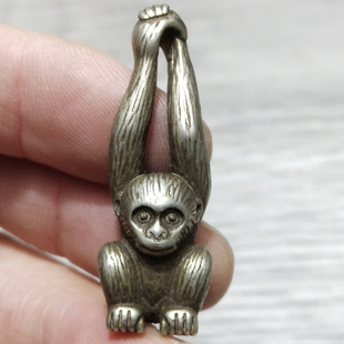 实心铜十二生肖铜猴子白铜长臂猴吊坠挂件小猴子钥匙扣包包铜吊坠