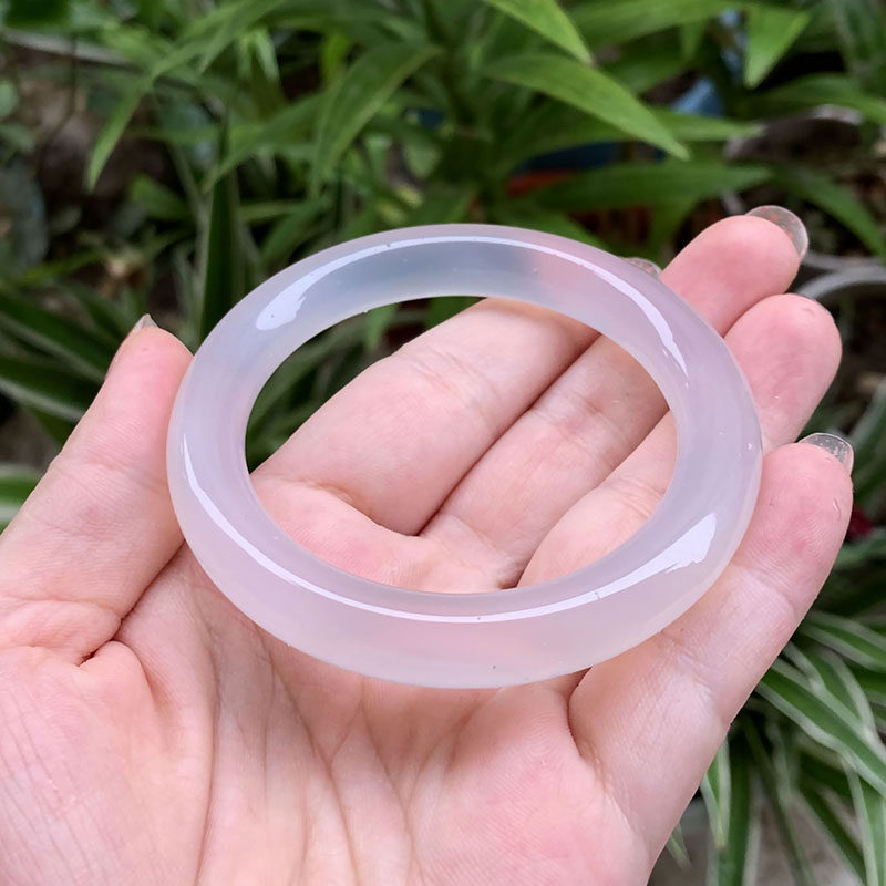 天然冰种白玉圆条手镯女时尚