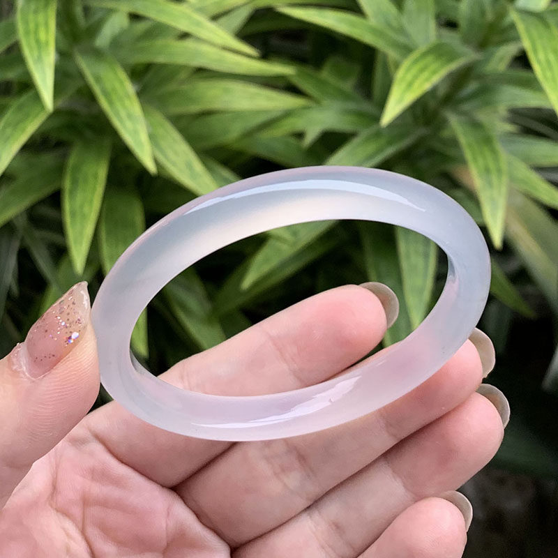 冰种白玉髓手镯女款古风荔枝冻