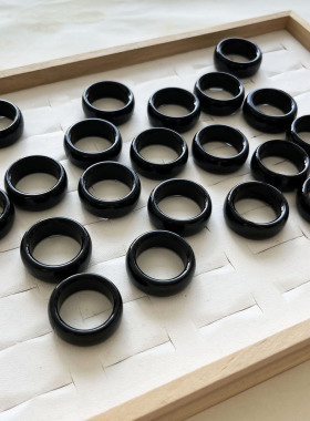 玉石戒指 黑色天然玛瑙男士指环ins不掉色高级感小众时尚潮流百搭