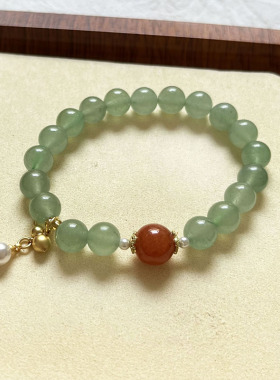 国风小清新天然玉石东陵玉手链 串珠手串女新款 轻奢小众精致手饰