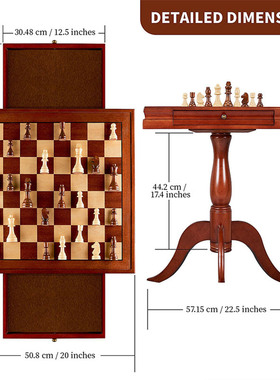 国际象棋实木桌高端对弈棋盘 家用比赛专业棋桌 复古西洋棋 chess