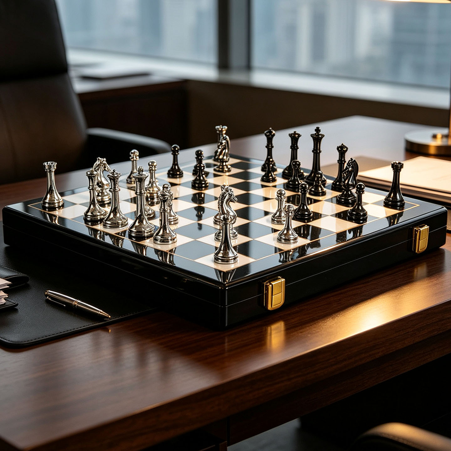 国际象棋金属棋子套装钢琴漆棋盘儿童成人益智比赛送礼收藏装饰棋