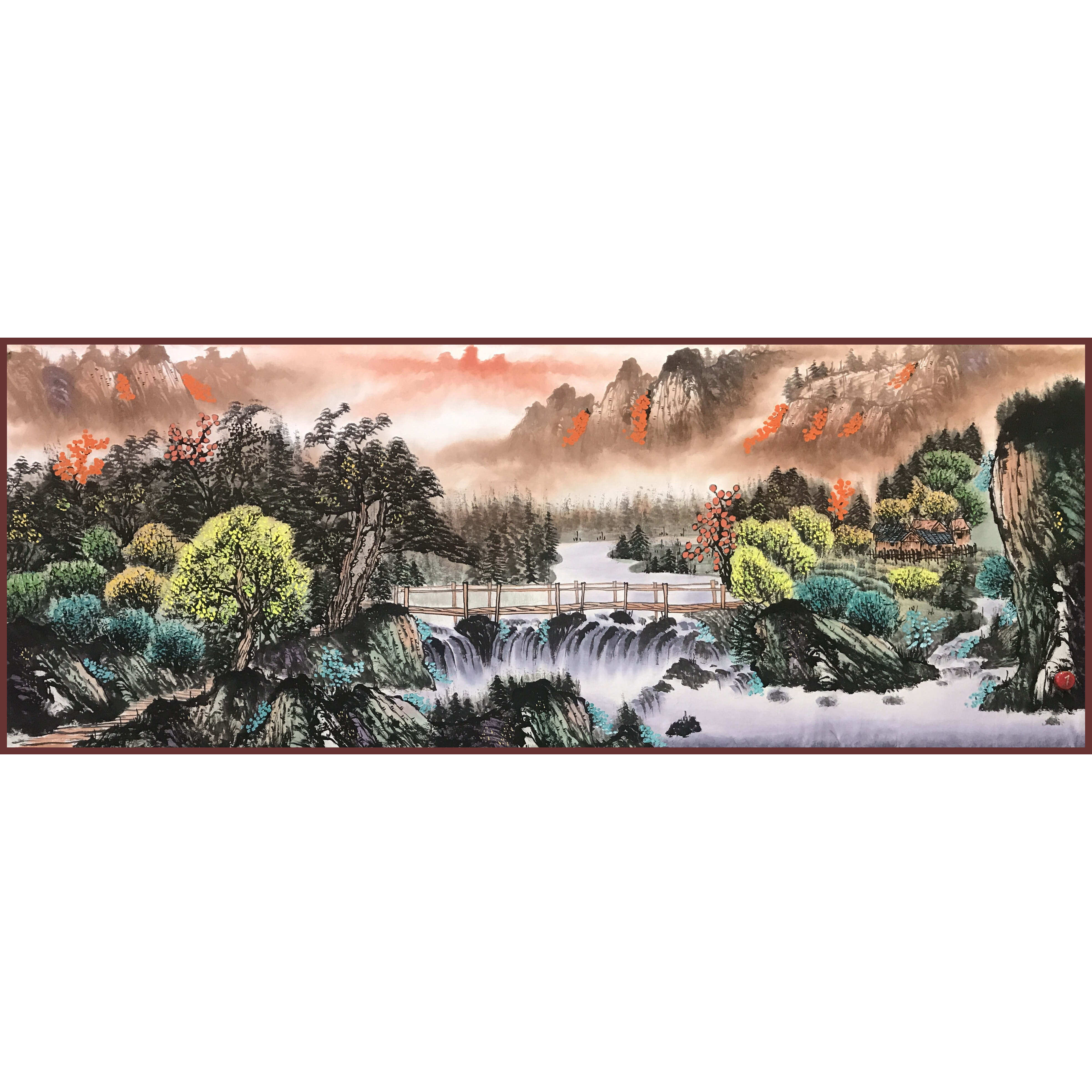 手工绘制小六尺曾刚风格山水风景画山脉横版山水景观艺术画装饰画