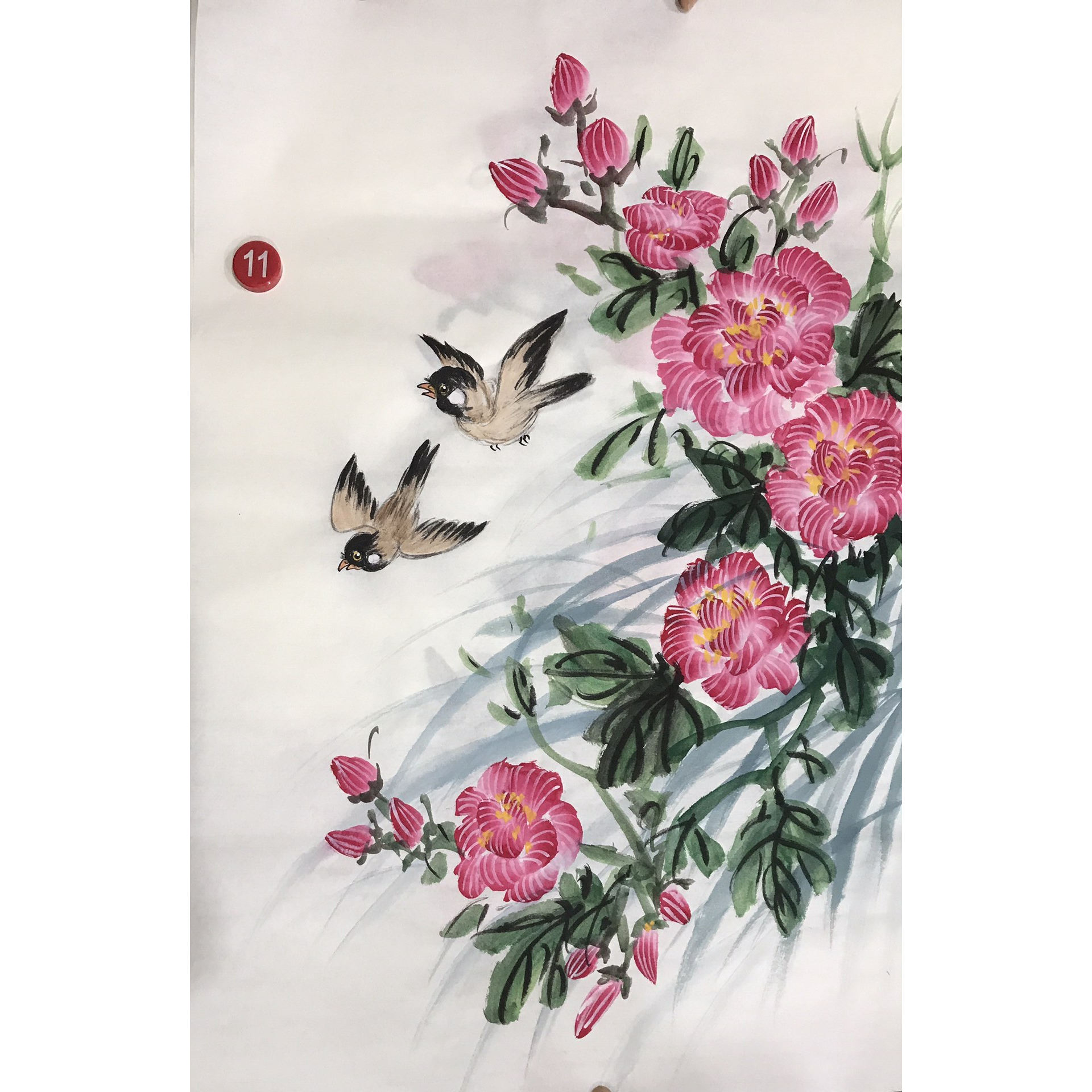 手绘植物花卉国画花鸟图原创山水画装饰画水彩粉装饰手工绘画定制