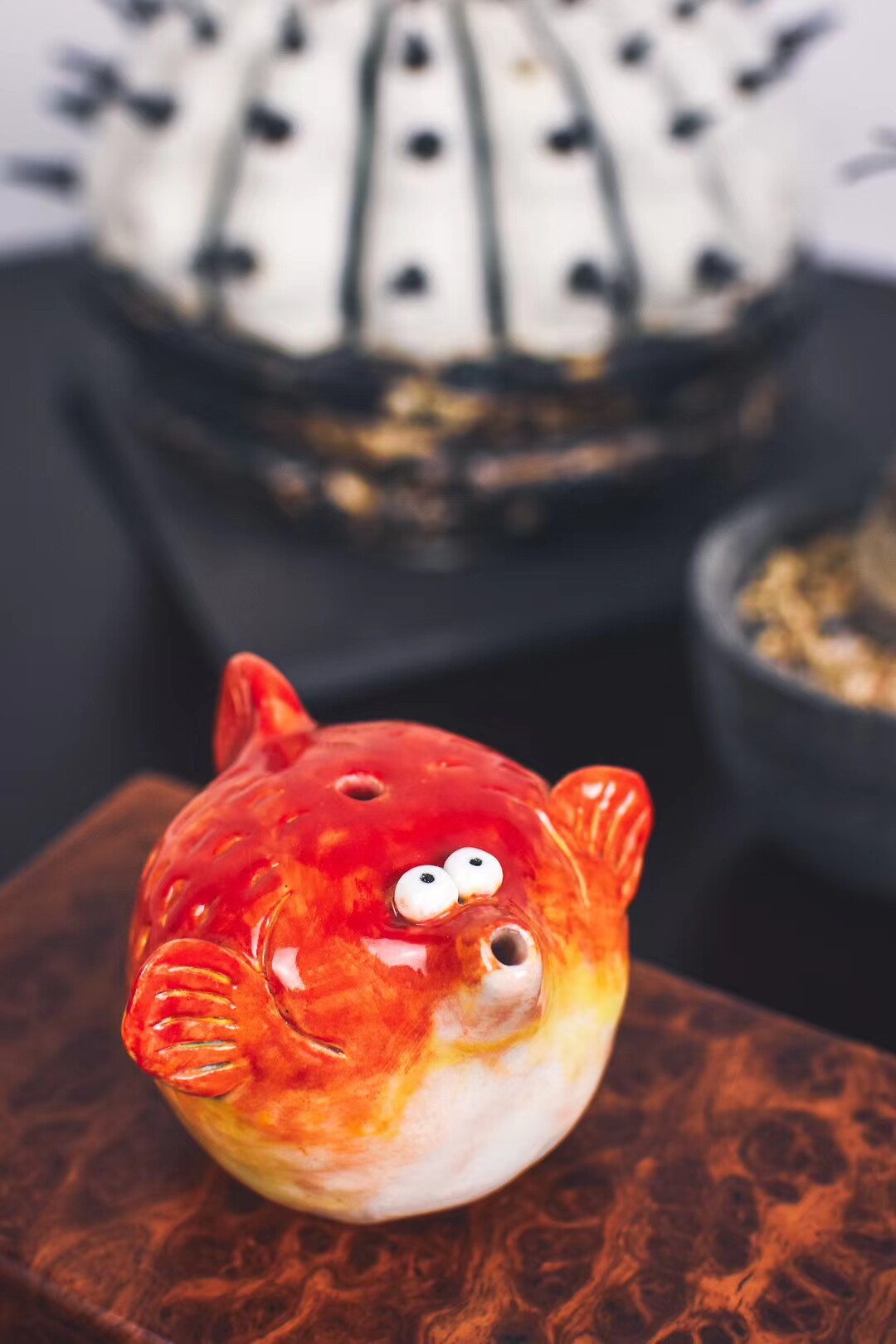 手作陶艺茶宠锦鲤文房摆件纯手工捏制包邮