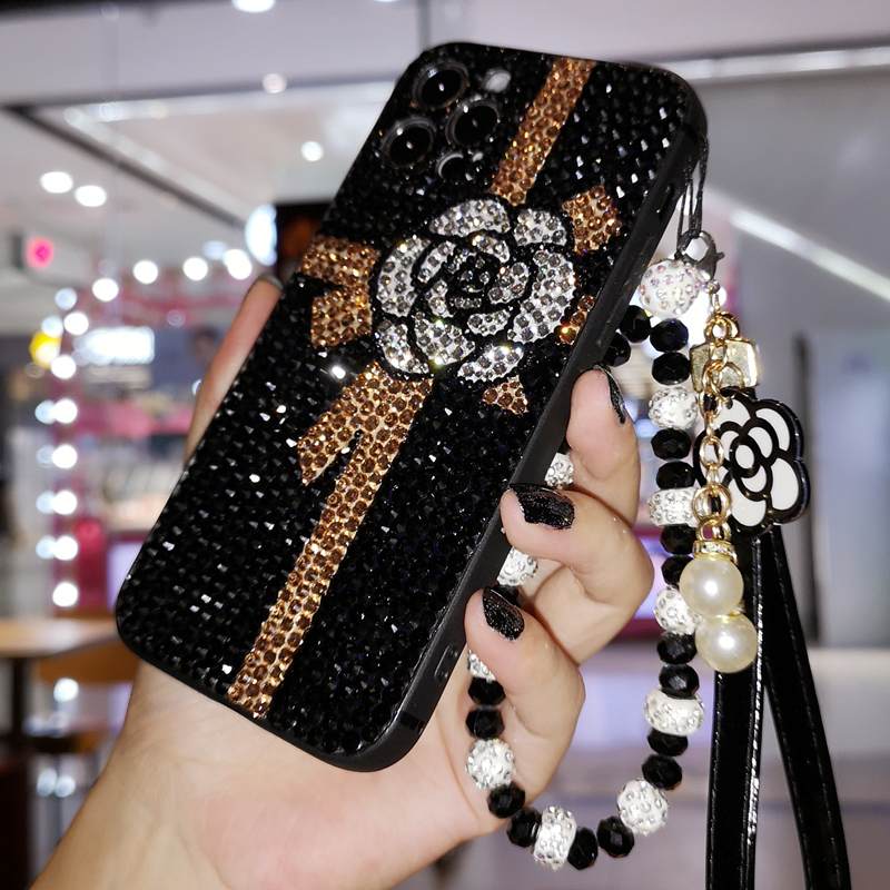 苹果iphone17水钻山茶花手机壳