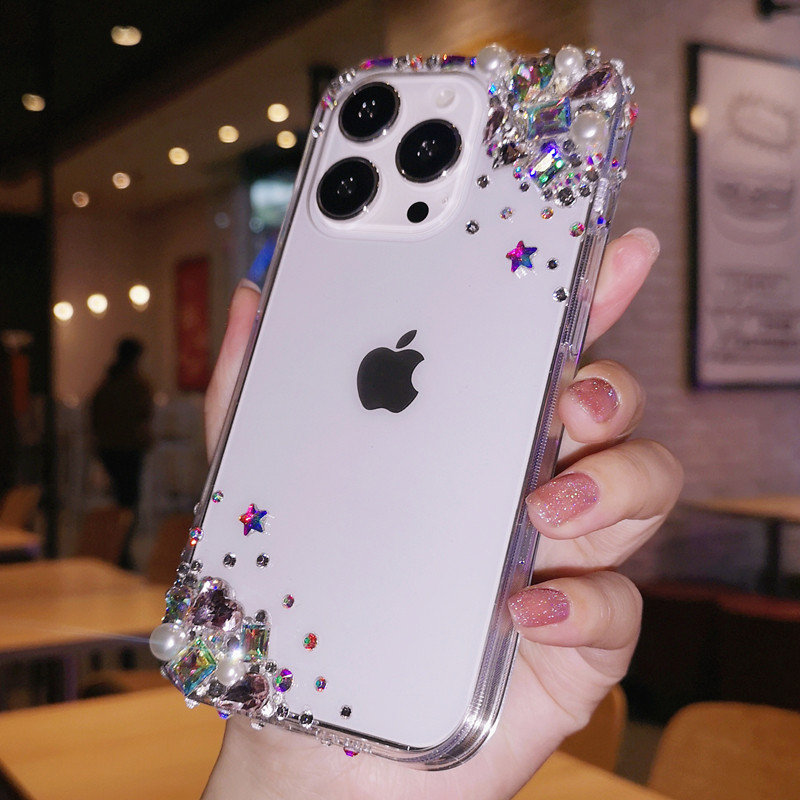 适用于iPhone16pro max苹果13手机壳12奢华水钻15Plus简约透明14保护套全包防摔潮女