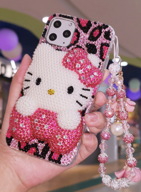 网红同款适用于iPhone17pro max苹果16pro手机壳15plus水钻豹纹Air立体卡通可爱猫14保护套13全包防摔女12