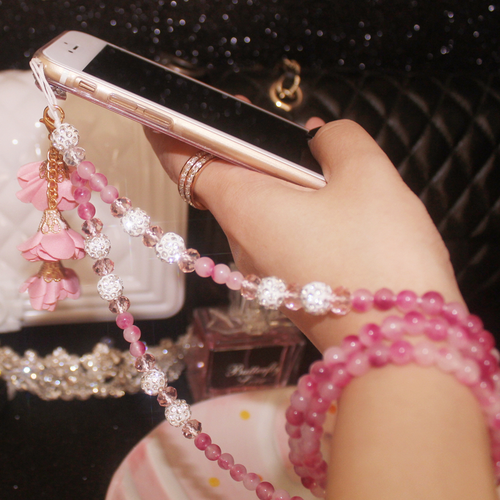 º«¹ú´´ÒâË®×ê·ÂÓñʯˮ¾§iPhone7¹Ò²±Á´Æ»¹û8ÊÖ»ú·À¶ªÉþÐØÅÆÍ¨ÓÃÅ®