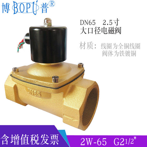 2w-65 2.5寸大口径电磁阀水阀 铸铁镀铜AC220V DC24V 现货电磁阀