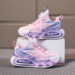巴布豆女童运动鞋2026春夏新款透气网布跑步鞋轻便减震网面休闲鞋