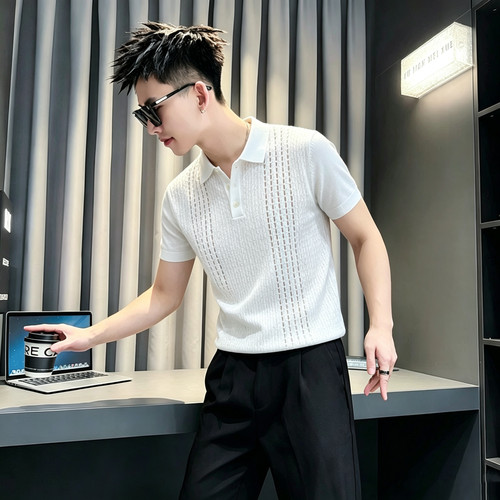 xs小码加小号休闲翻领针织衫社会小伙男短袖polo衫夏装新款线衣潮