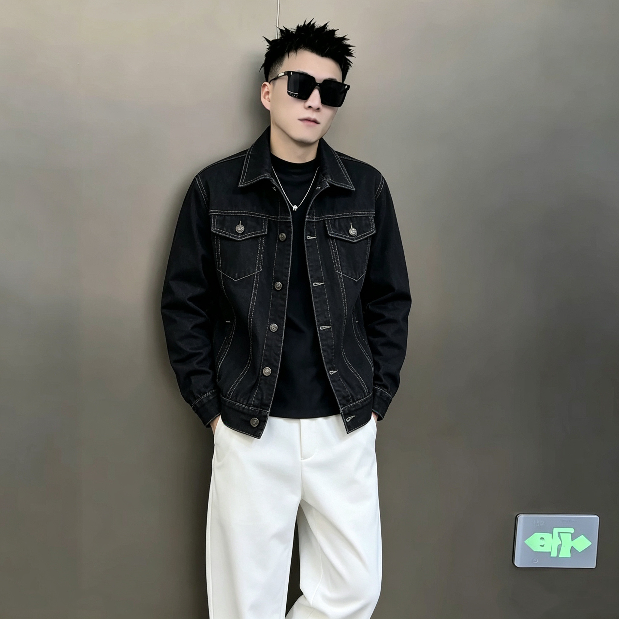xs小码小号修身短款牛仔衣夹克外套社会小伙男矮小个子牛仔褂子潮