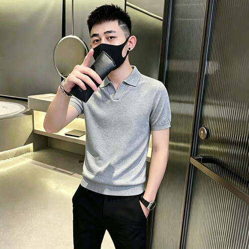 夏装xs小码小号修身纯色短袖针织衫薄款高级感半袖线衣社会小伙男