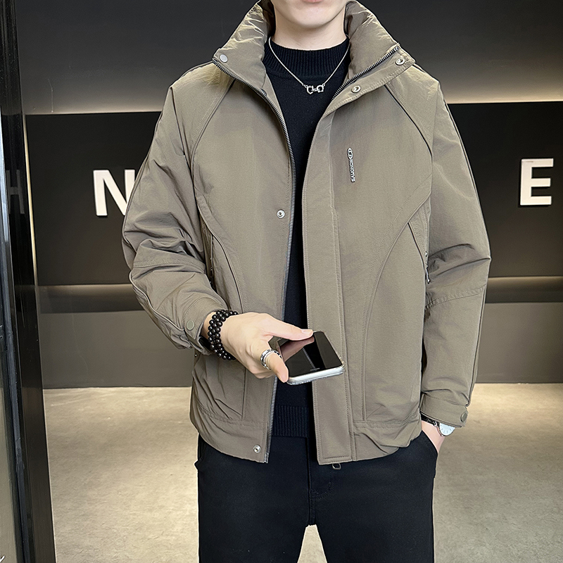 冬季新款立领帅气加厚保暖羽绒棉服xs小号小码休闲棉衣纯色短款男