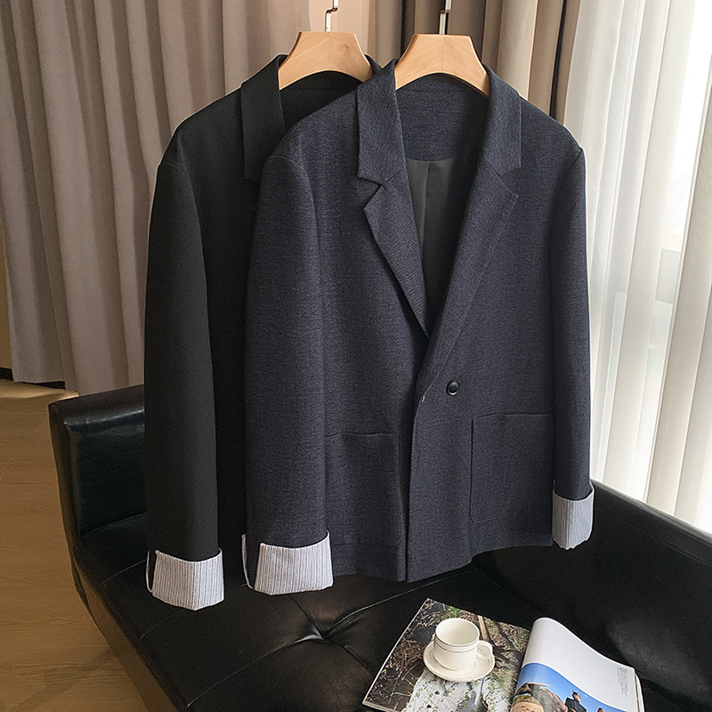 矮小个子加小码超小号S号XS秋季牛仔拼色双门禁设计休闲西装外套