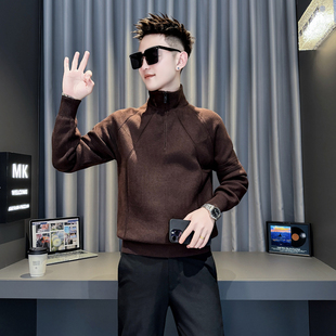 矮小个子男S号XS加小码冬季新款毛衣男半高领拉链针织衫打底上衣